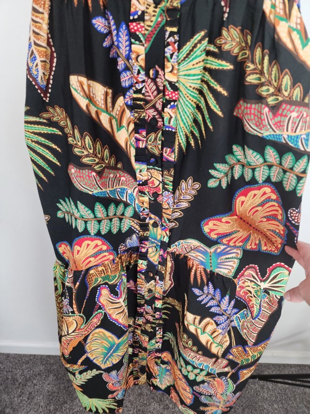 NWT Farm Rio Cool Foliage Black Sleeveless Maxi Dress Size Small - Picture 11 of 17